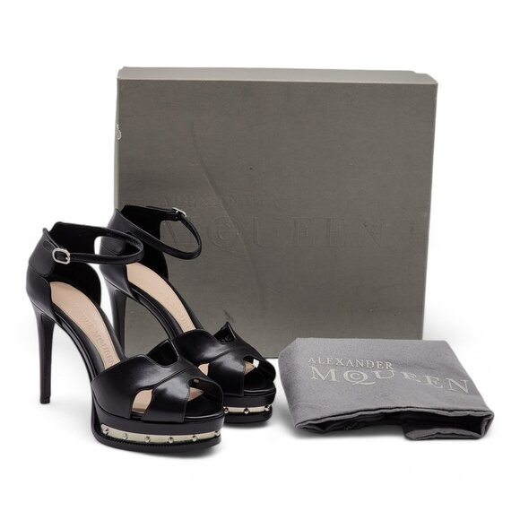 Alexander McQueen Goya Platorm Heeled Leather Sandals 35 - Picture 1 of 8